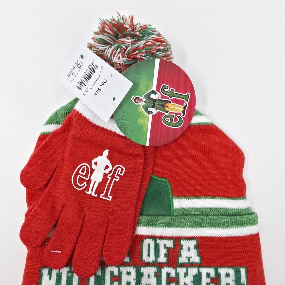 NWT Elf Movie "Son of a Nutcracker" Beanie & Glove Set - Picture 2 of 4